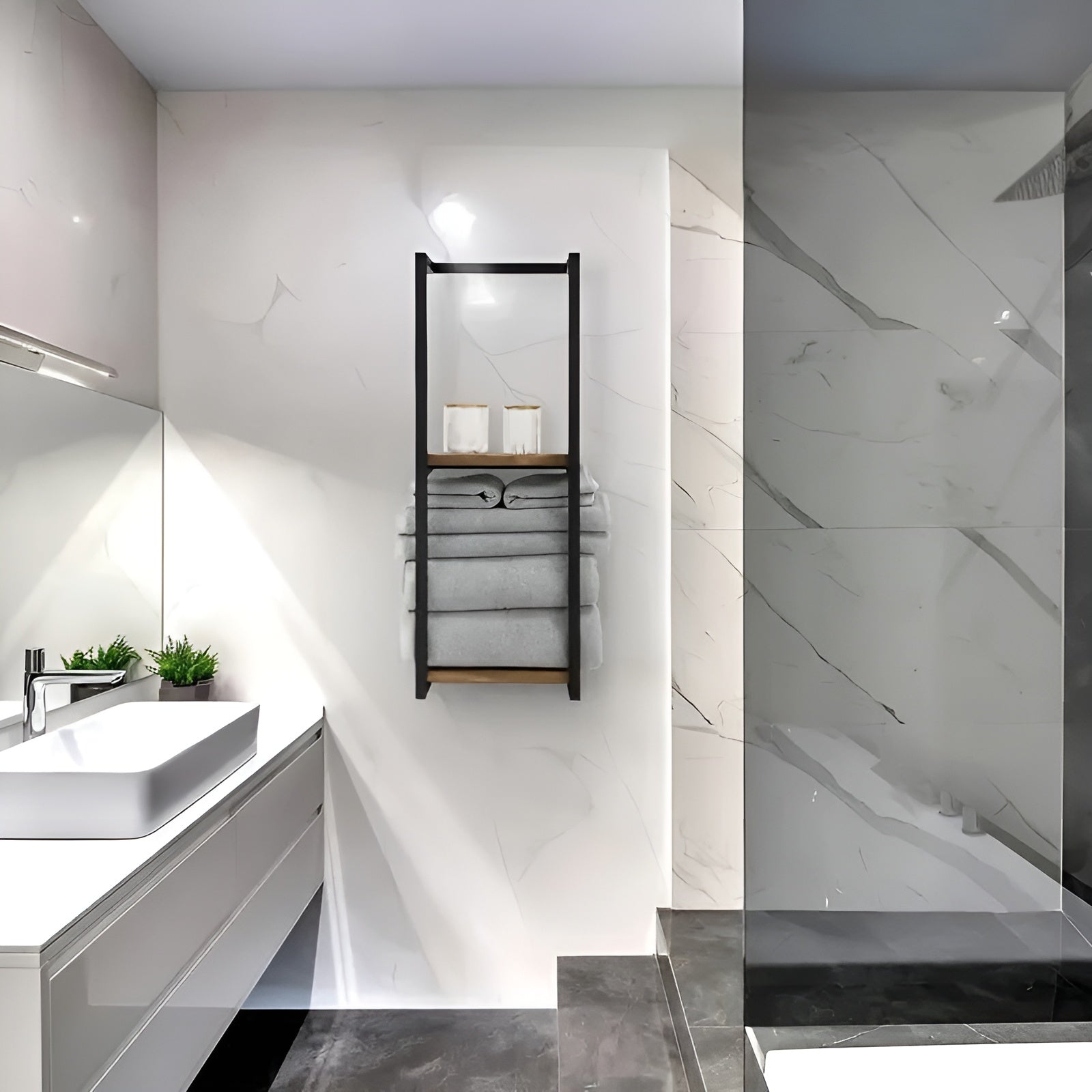 AquaStyle - Väggmonterat Handdukstativ i Rostfritt Stål, Elegant Design