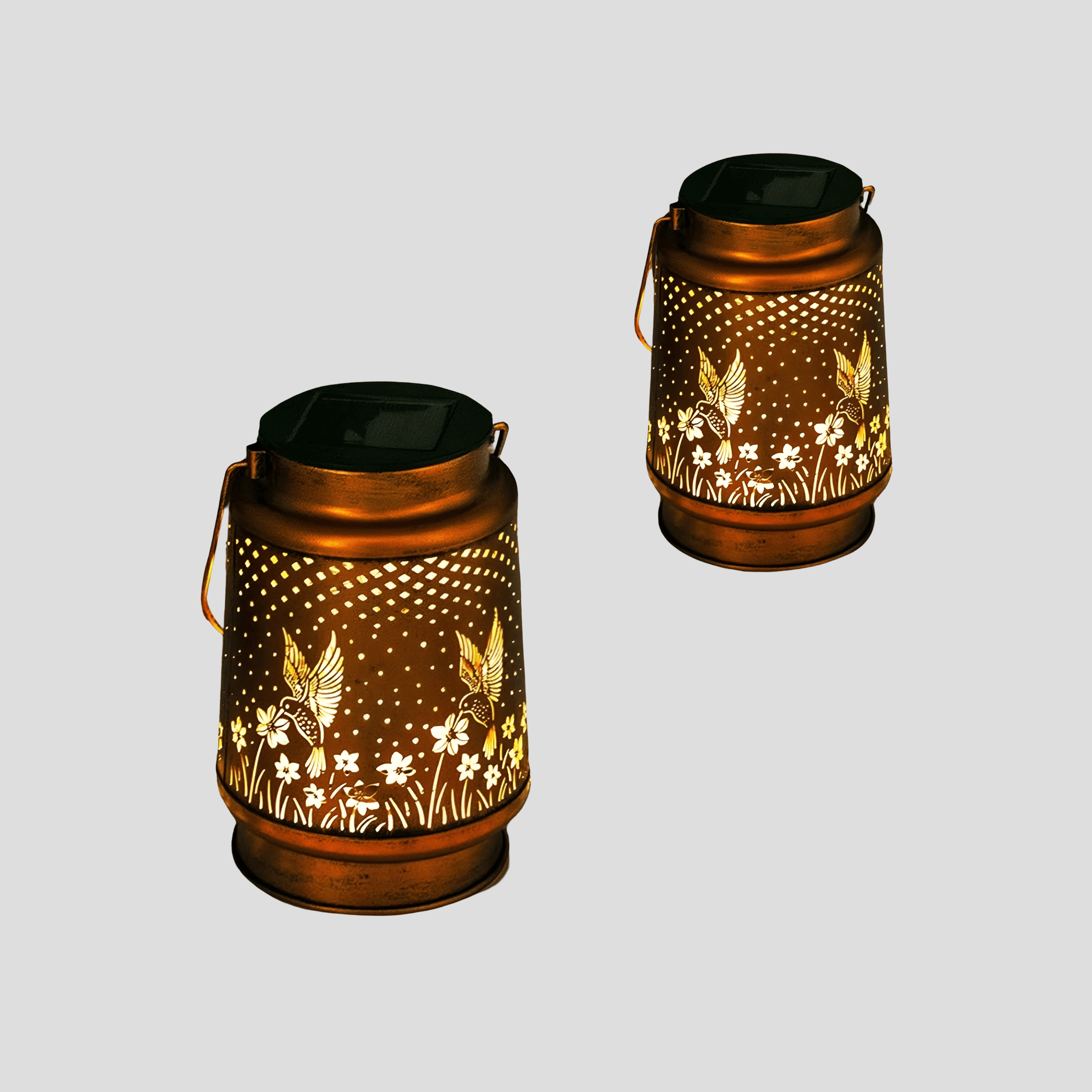 BrightGlow - Solcellsdriven LED-lampa med Färgskiftande Kolibri