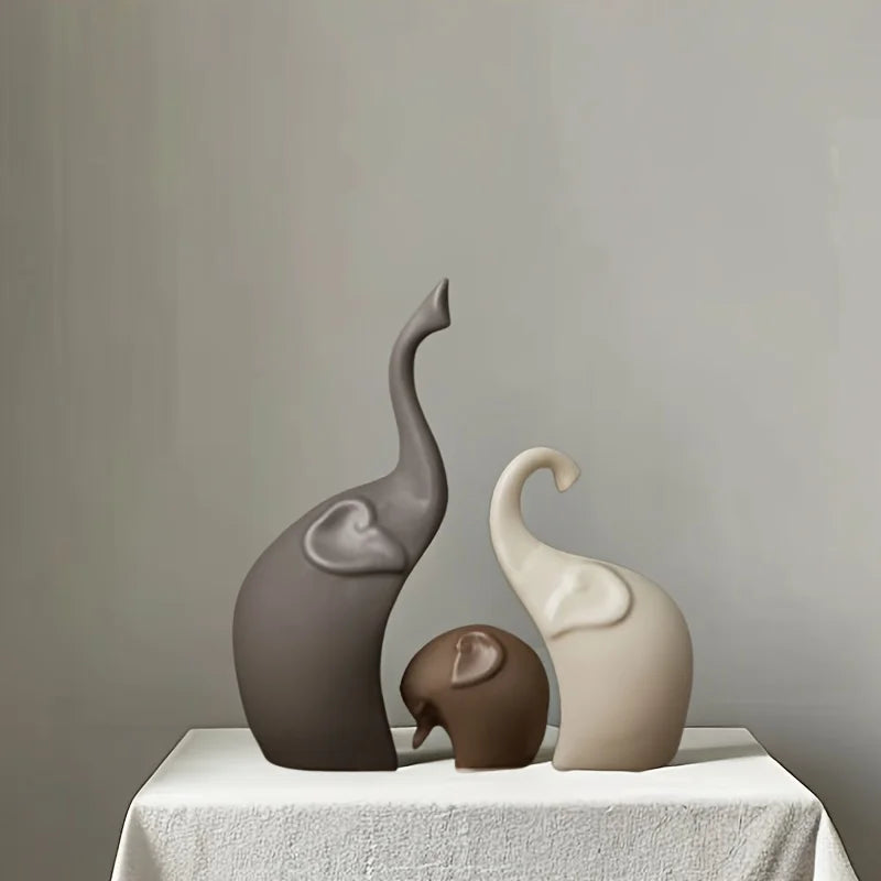 Ceramiq - Elegant Keramisk Elefantfigur Set
