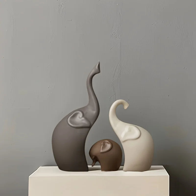 Ceramiq - Elegant Keramisk Elefantfigur Set
