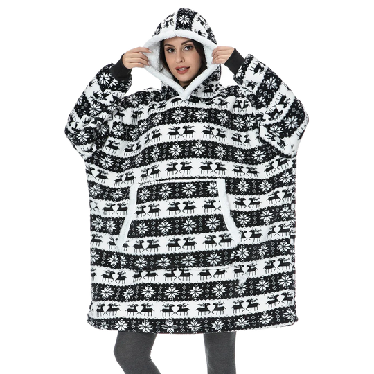 CozyHome - Oversized Fleece Hoodie Blanket med Fickor för Ultimat Komfort