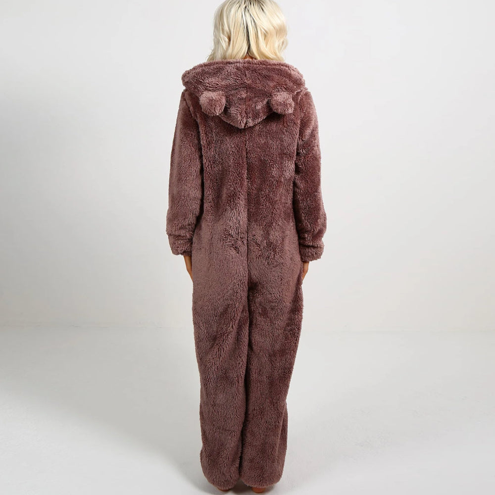 Cozybear - Supermjukt Fleece Onesie med Beroöron för Ultimat Komfort