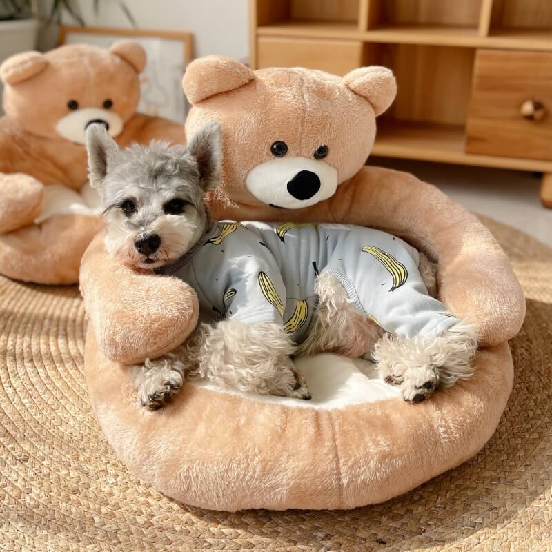 CuddleNest - Plysch Kattbädd i Björndesign för Komfort och Mysighet