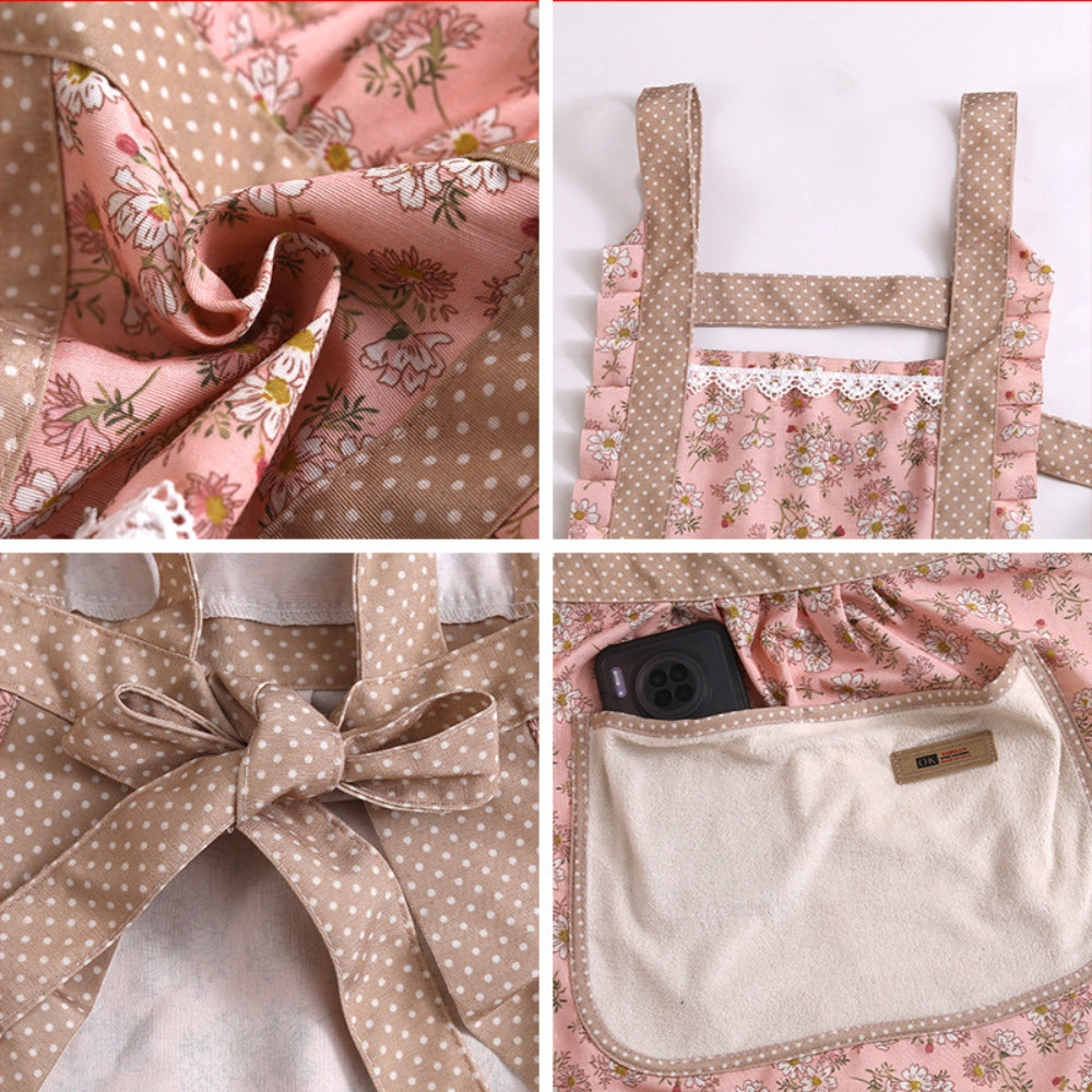 EcoChic - Vattentåligt Förkläde med Justerbar Rem och Vintage Blomsterdesign