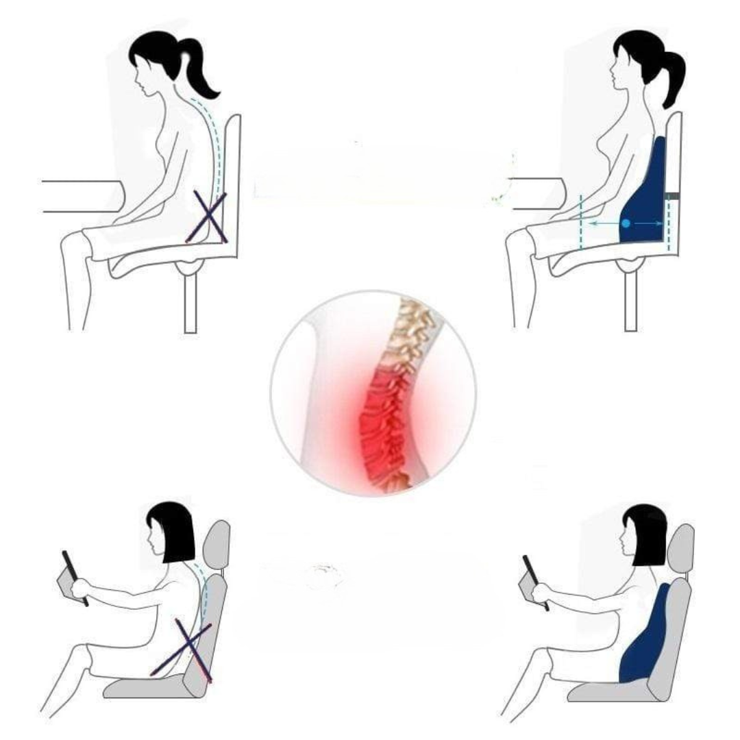 ErgoFlow - Ryggstödskudde med minnesskum för ergonomisk stöd och smärtlindring