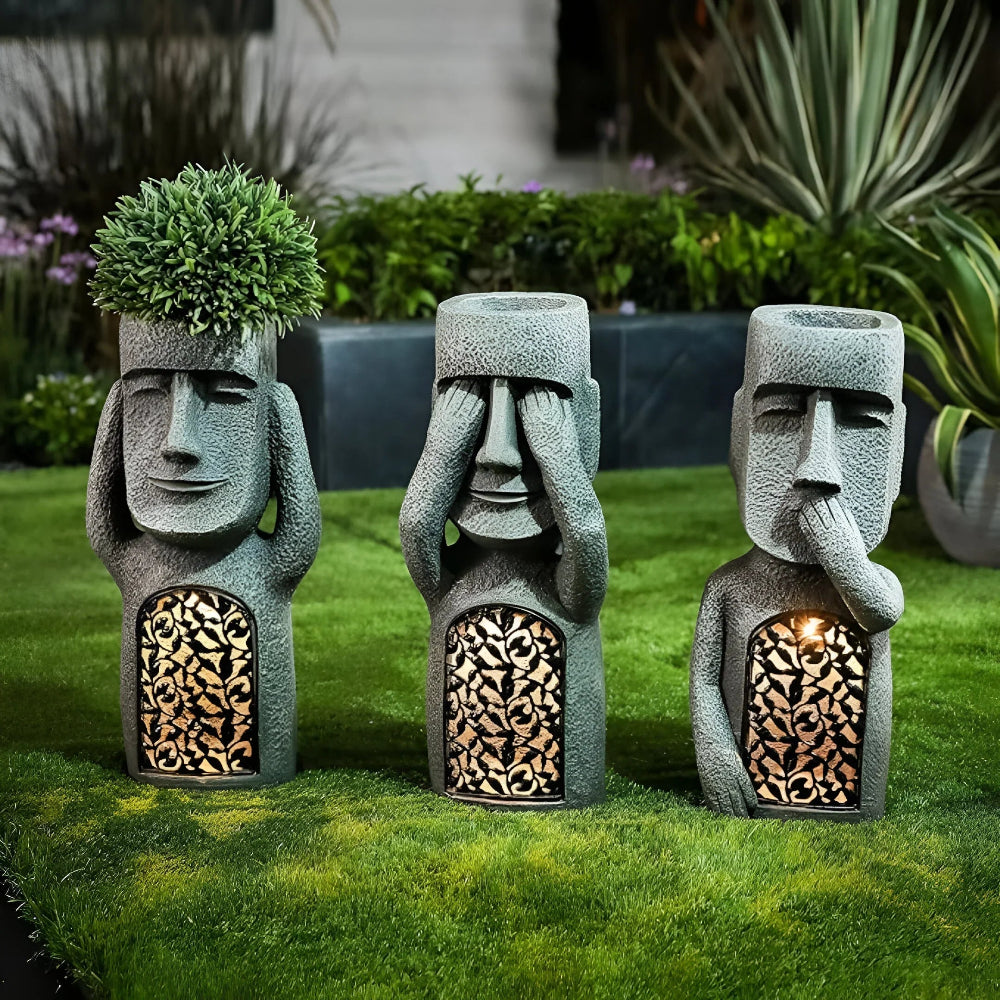 GardenGlow - Solcellsdriven LED Ansiktskruka för Terrass och Trädgård