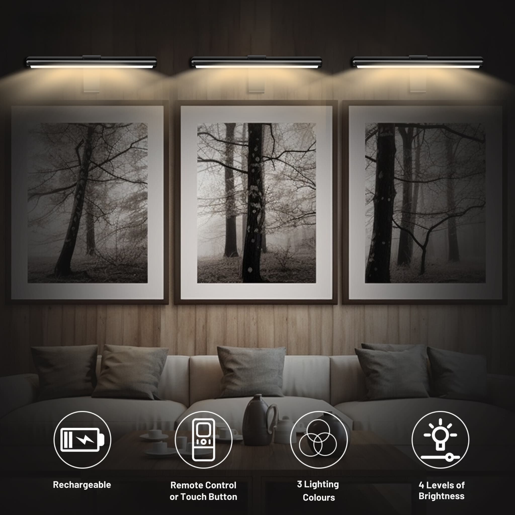 Eldoria - Trådlös LED-bildlampa med Fjärrdimmer