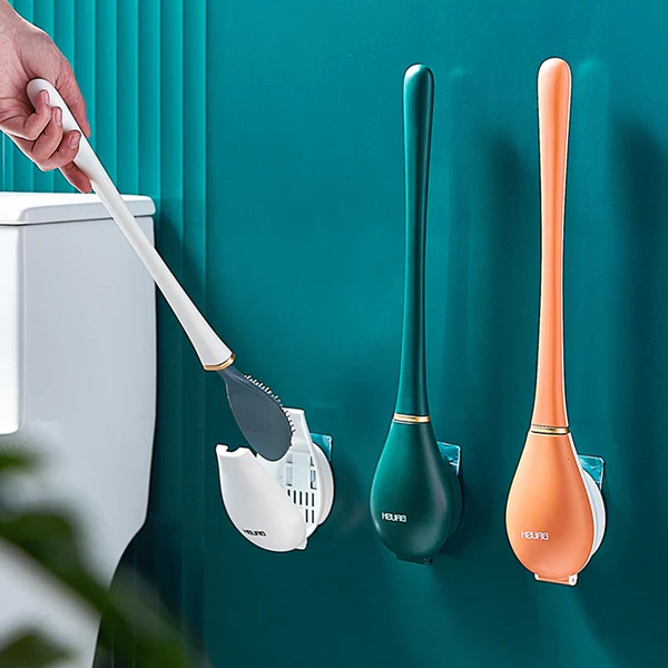 LuxeClean - Hygienisk Silikon Toalettborste med Väggmontering