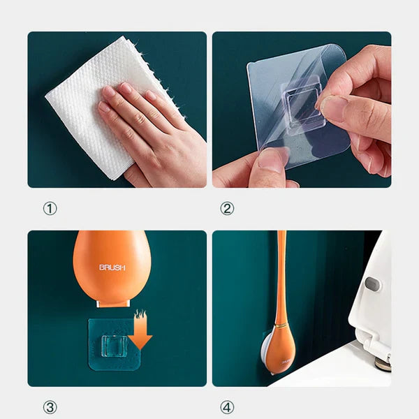 LuxeClean - Hygienisk Silikon Toalettborste med Väggmontering