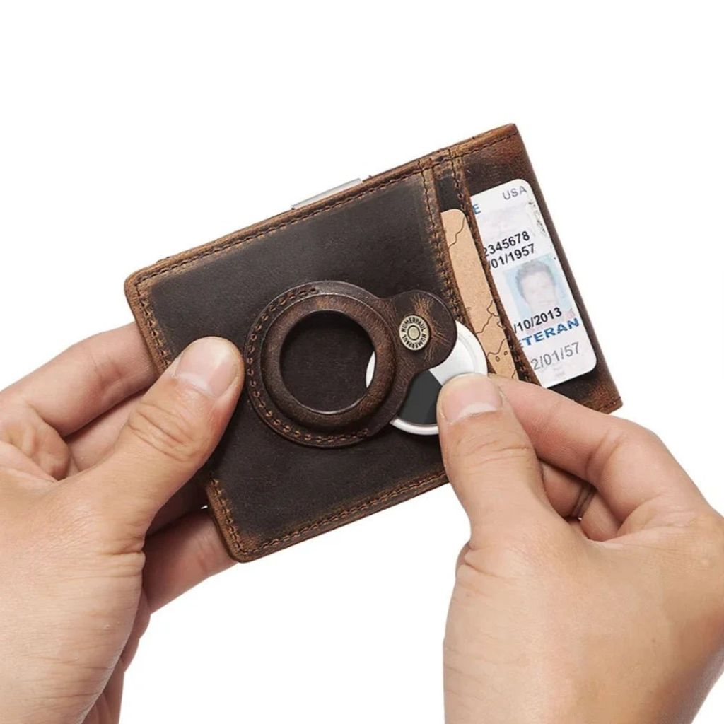 SleekWallet - Slim Läderplånbok med RFID-skydd och AirTag-fack, Elegant Design