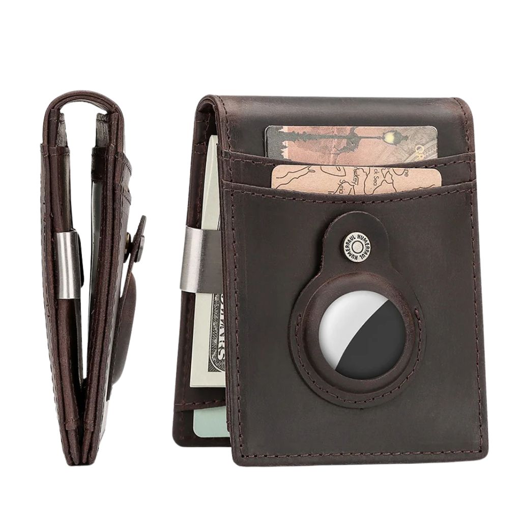 SleekWallet - Slim Läderplånbok med RFID-skydd och AirTag-fack, Elegant Design