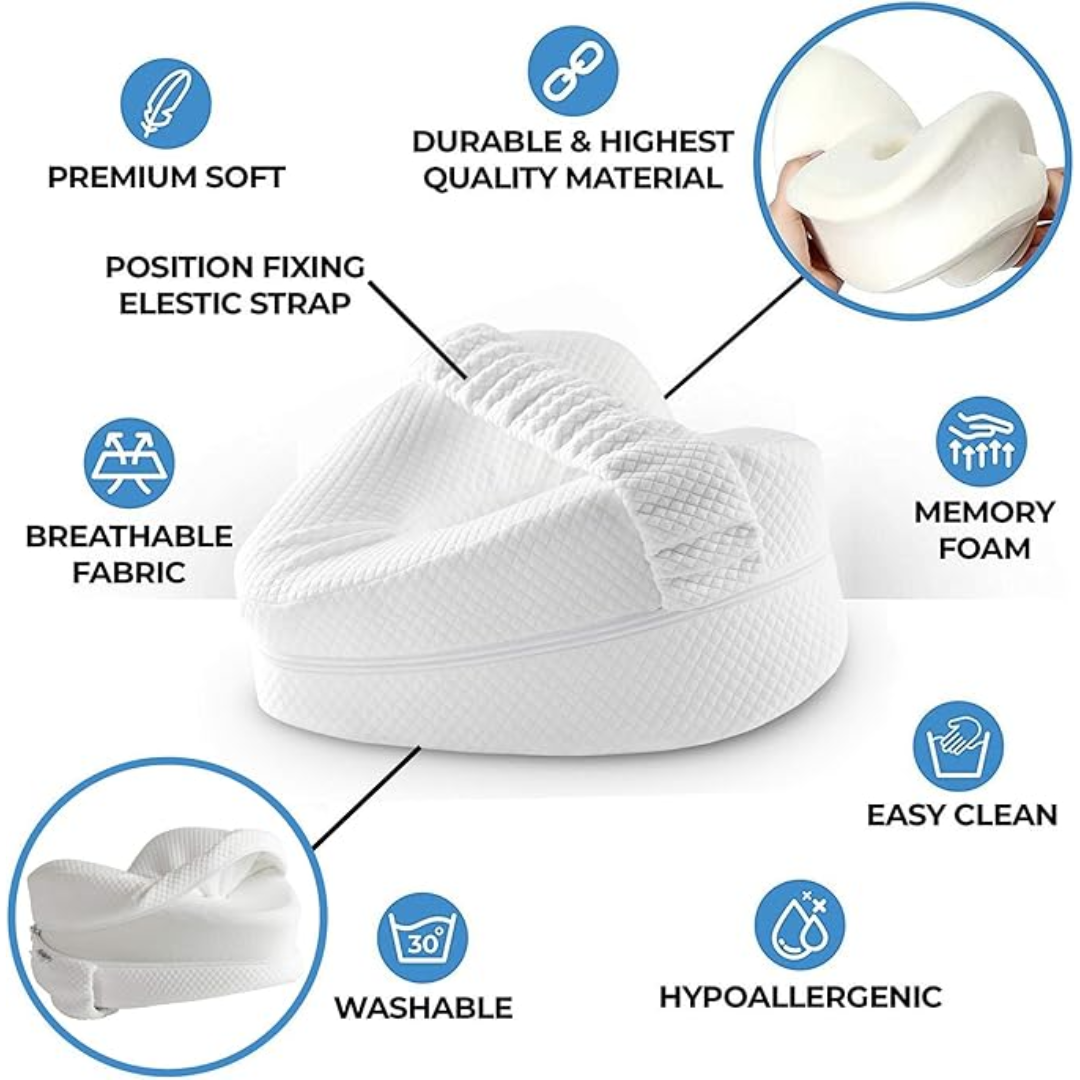 SleepWell - Ergonomisk Knäkudde i Minnesskum för Bättre Sömn och Smärtlindring