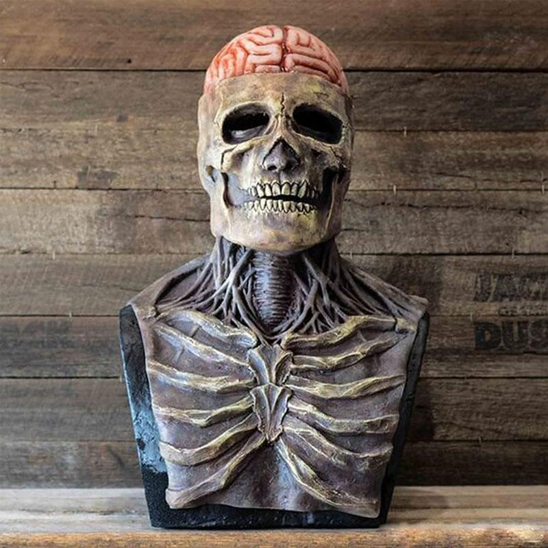 SpookyMask - Realistisk Halloween Skallemask med Hjärndetalj för Maximalt Intryck