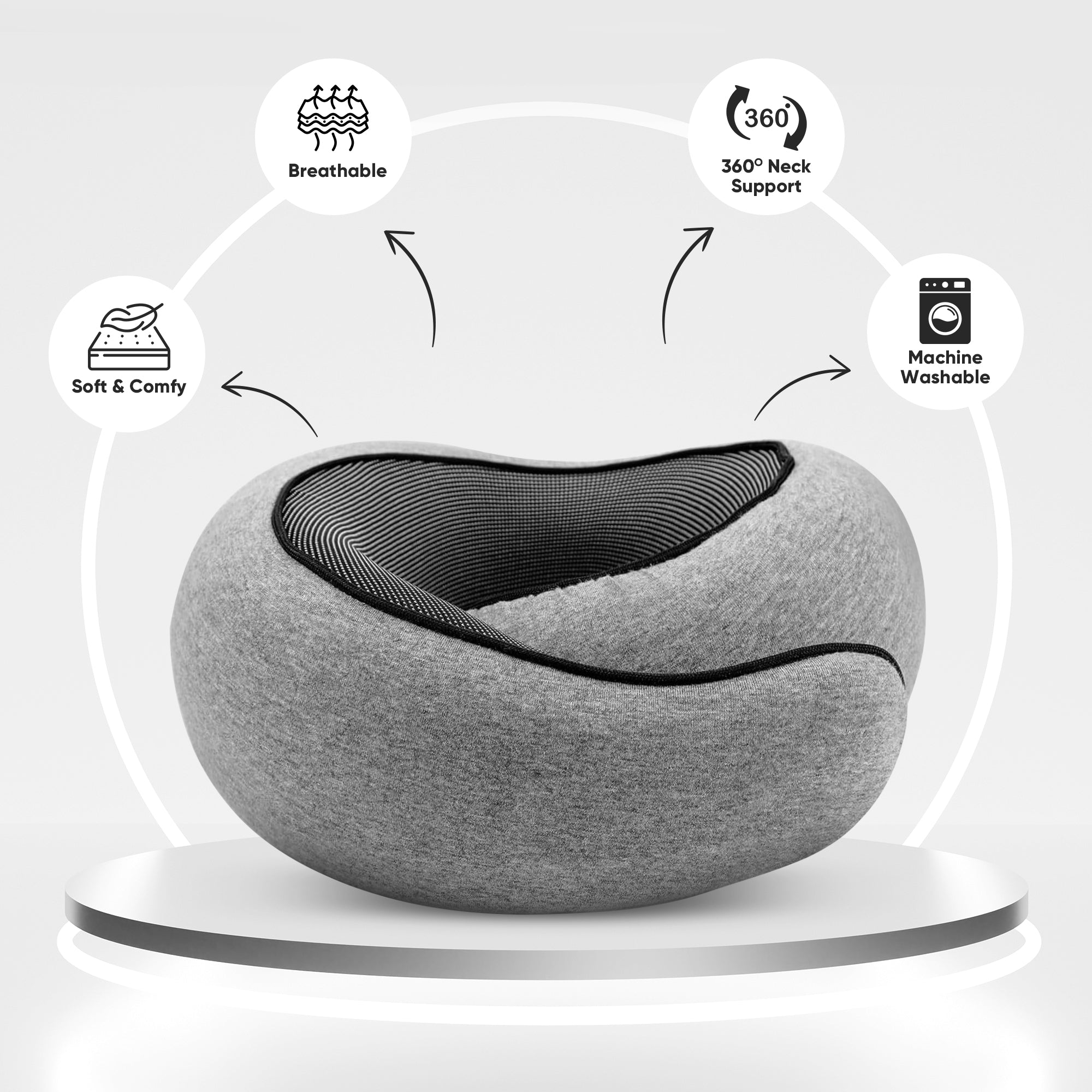 TravelEase - Ergonomisk Resekudde med Nackstöd för Bekväm Avkoppling