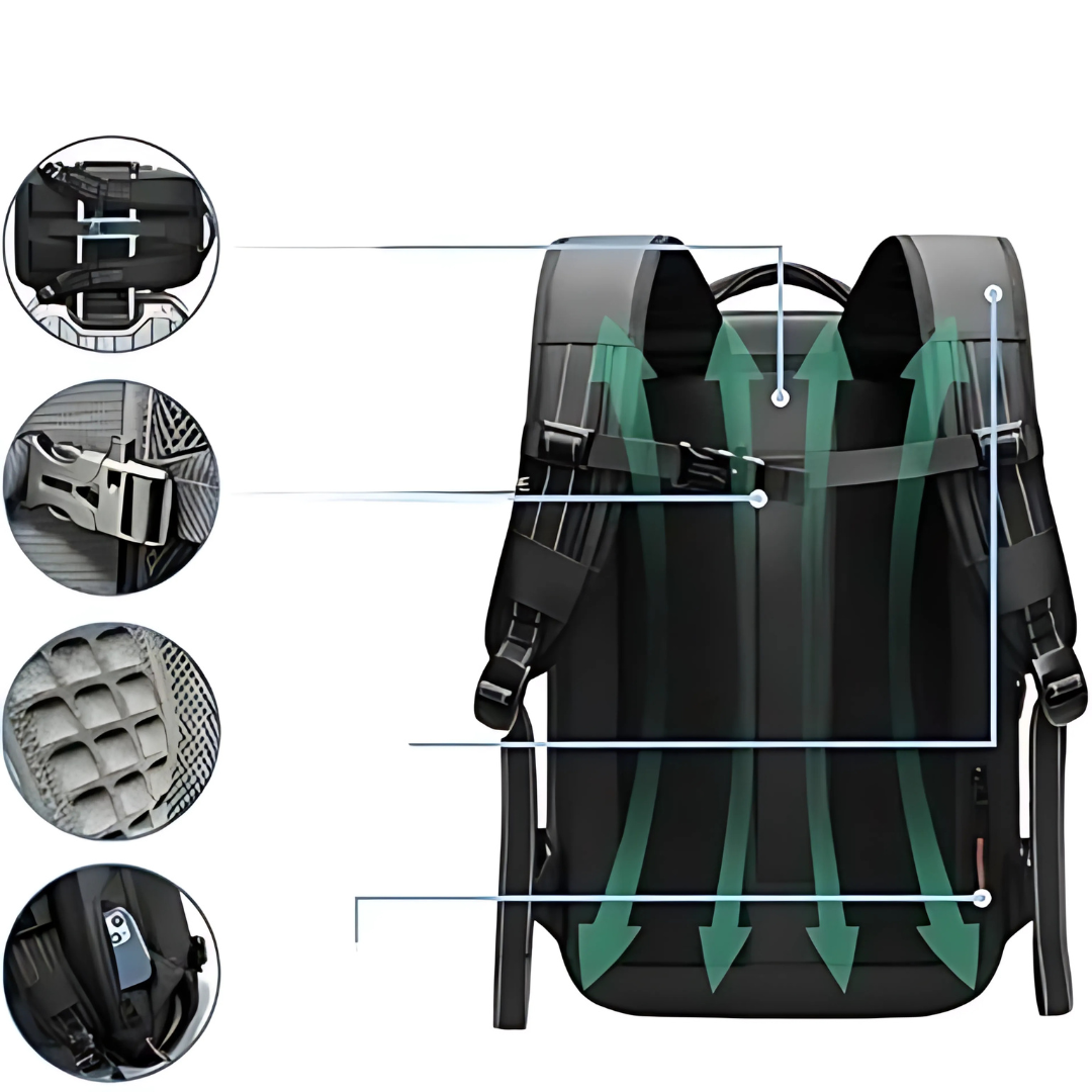 TravelEase - Vakuumkompressionsryggsäck 60L med Stöldskyddande Design och Vattenavvisande Tyg