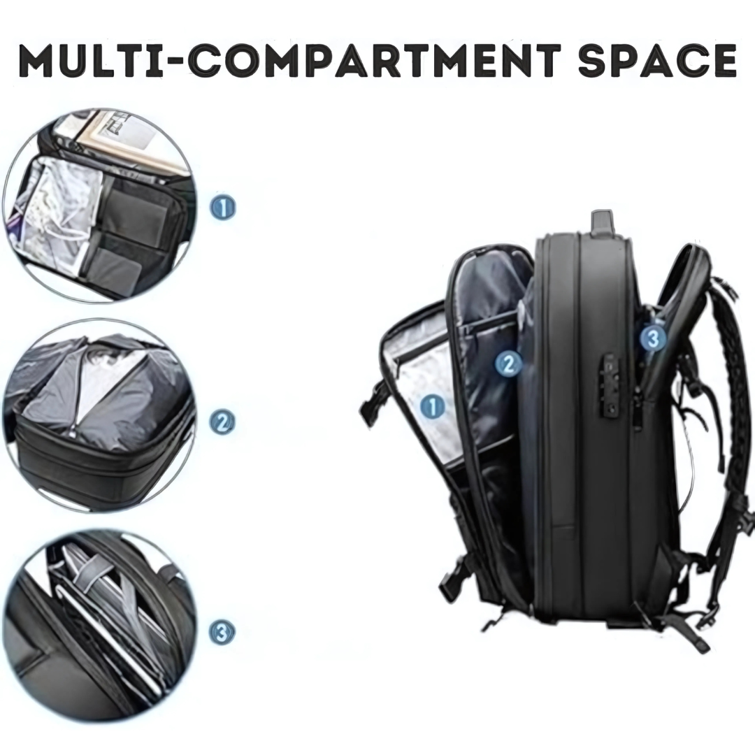 TravelEase - Vakuumkompressionsryggsäck 60L med Stöldskyddande Design och Vattenavvisande Tyg