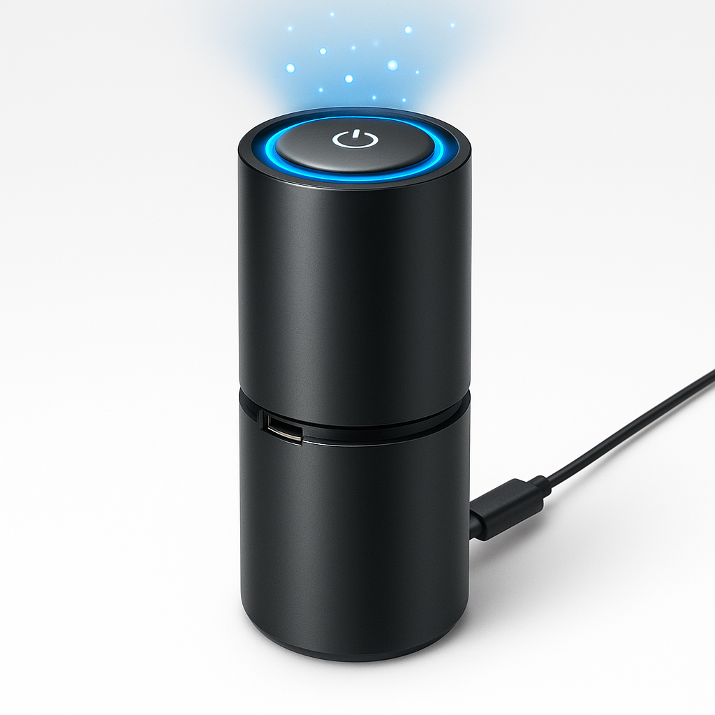 AirClean - Kompakt Luftrenare med USB, Tar Bort 99% av Damm och Allergener