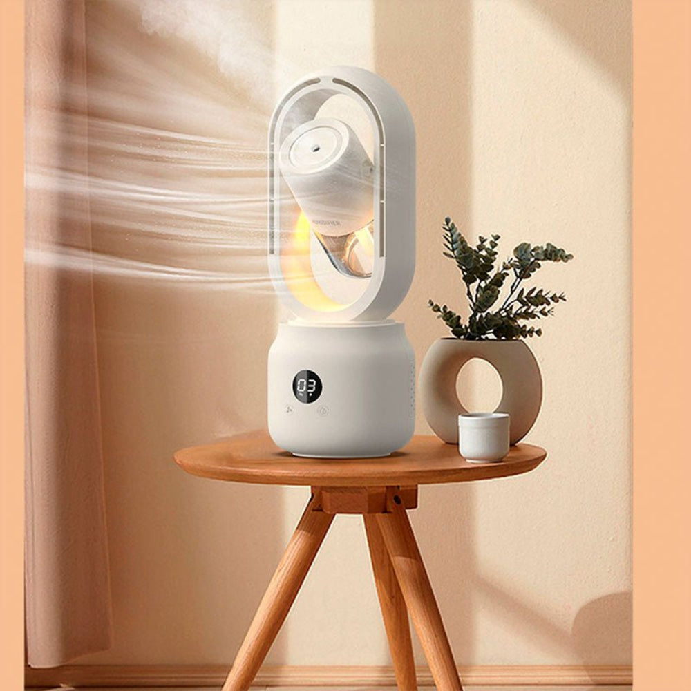 BreezePro - Bärbar Fläkt med Kylande Dimma, Nattljus och 4000 mAh Batteri