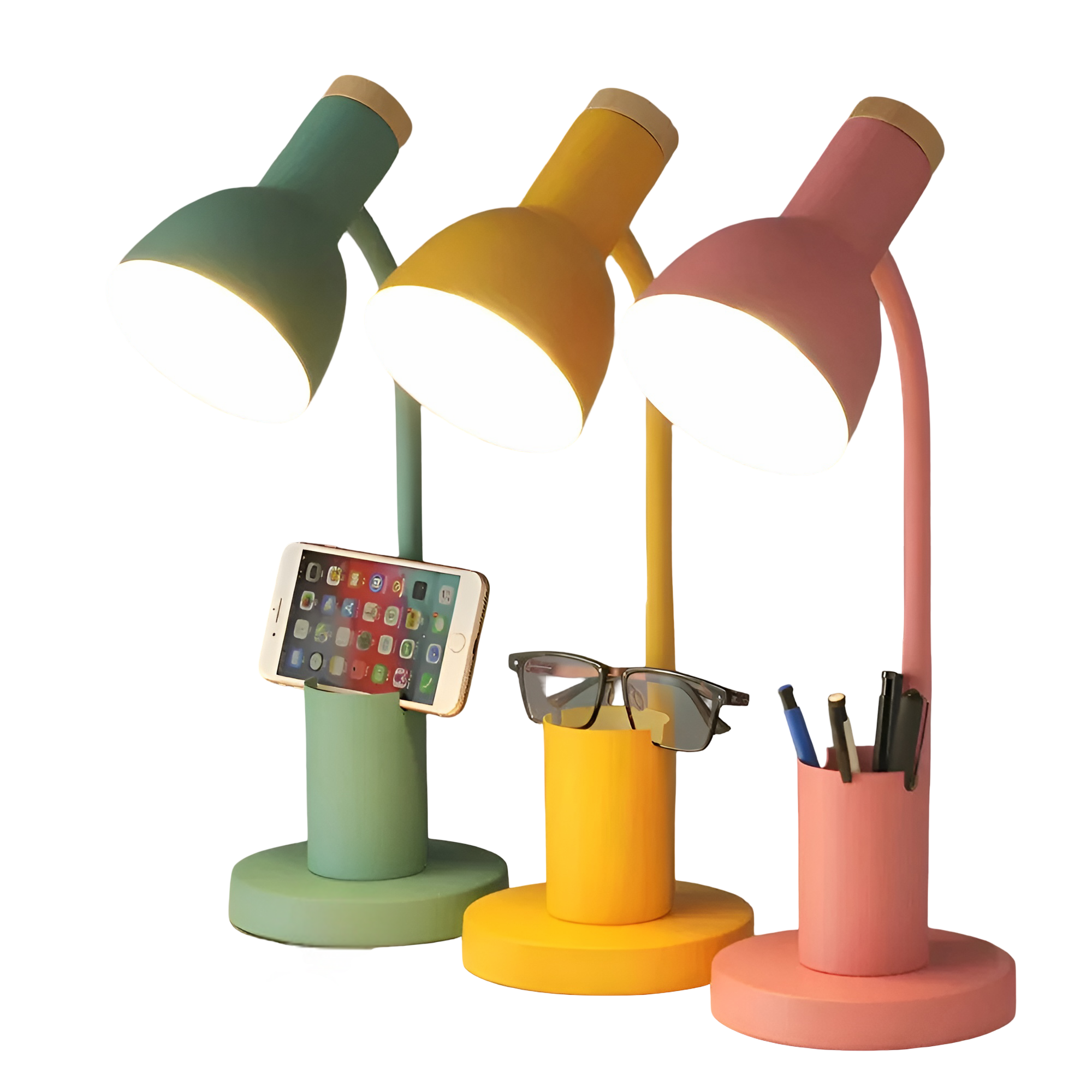 BrightHold - Elegant LED-bordslampa med Pennhållare och Justerbar Belysning