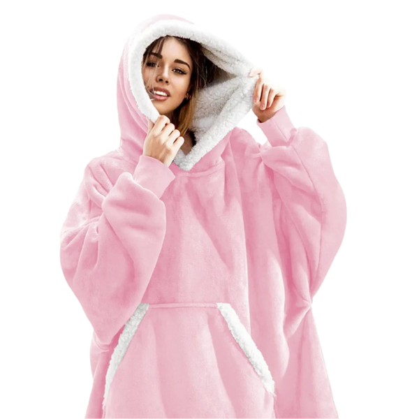 CozyHome - Oversized Fleece Hoodie Blanket med Fickor för Ultimat Komfort