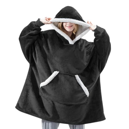 CozyHome - Oversized Fleece Hoodie Blanket med Fickor för Ultimat Komfort