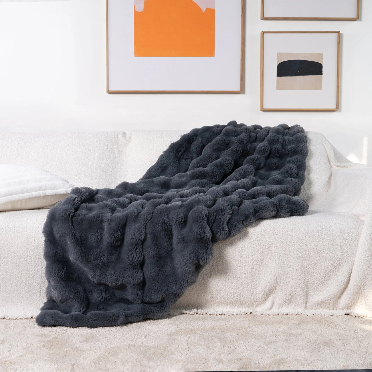 CozyNest - Lyxig Fällfilt i Fuskpäls med Dubbel-Lager för Året Runt Komfort