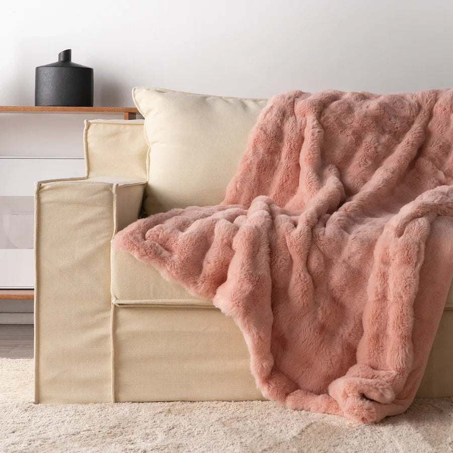 CozyNest - Lyxig Fällfilt i Fuskpäls med Dubbel-Lager för Året Runt Komfort