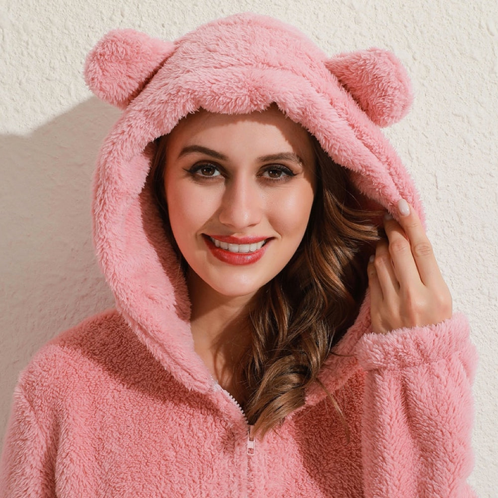 Cozybear - Supermjukt Fleece Onesie med Beroöron för Ultimat Komfort