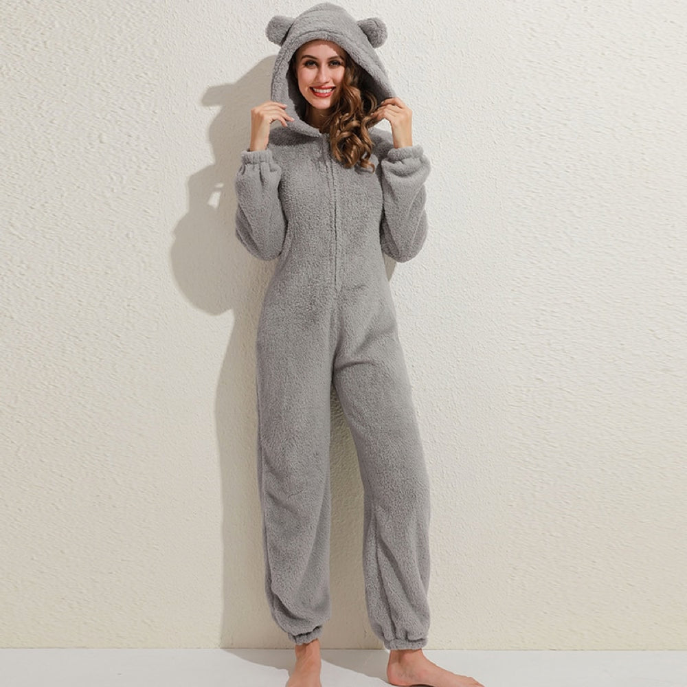 Cozybear - Supermjukt Fleece Onesie med Beroöron för Ultimat Komfort
