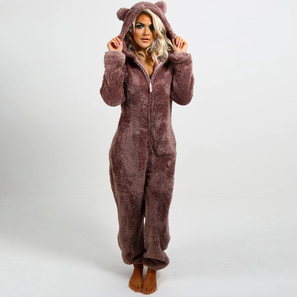 Cozybear - Supermjukt Fleece Onesie med Beroöron för Ultimat Komfort