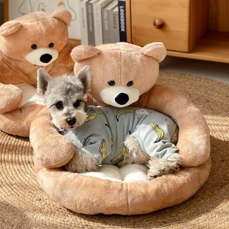 CuddleNest - Plysch Kattbädd i Björndesign för Komfort och Mysighet