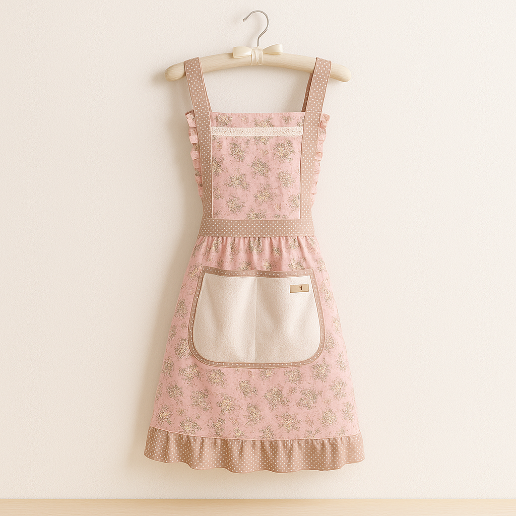 EcoChic - Vattentåligt Förkläde med Justerbar Rem och Vintage Blomsterdesign