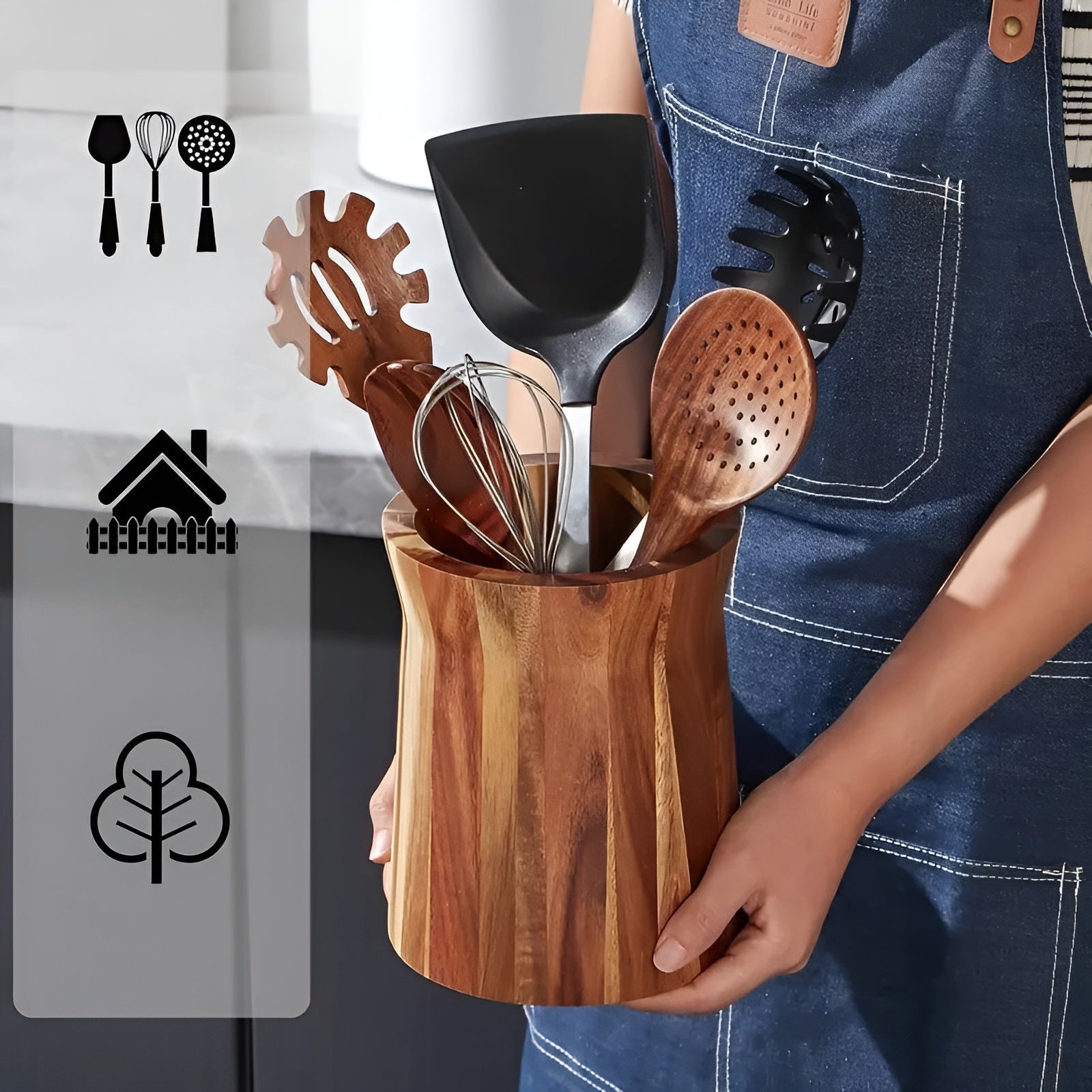 Enchara - Roterbar Verktygshållare i Akacia