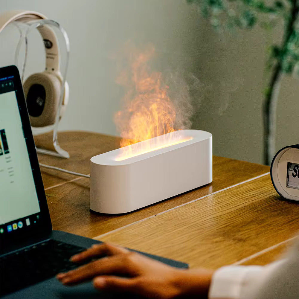 LumiMist - Fuktgivande Lampa med Flammeffekt för Avkoppling och Aromaterapi