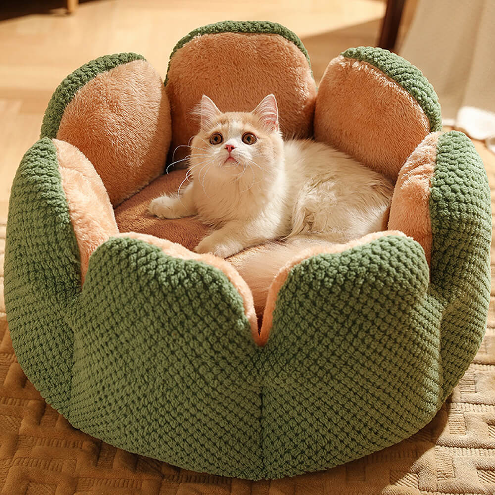 PawComfort - Mjuk Blomformad Katt- och Hundsäng för Ultimat Avkoppling