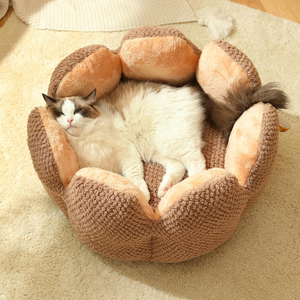 PawComfort - Mjuk Blomformad Katt- och Hundsäng för Ultimat Avkoppling