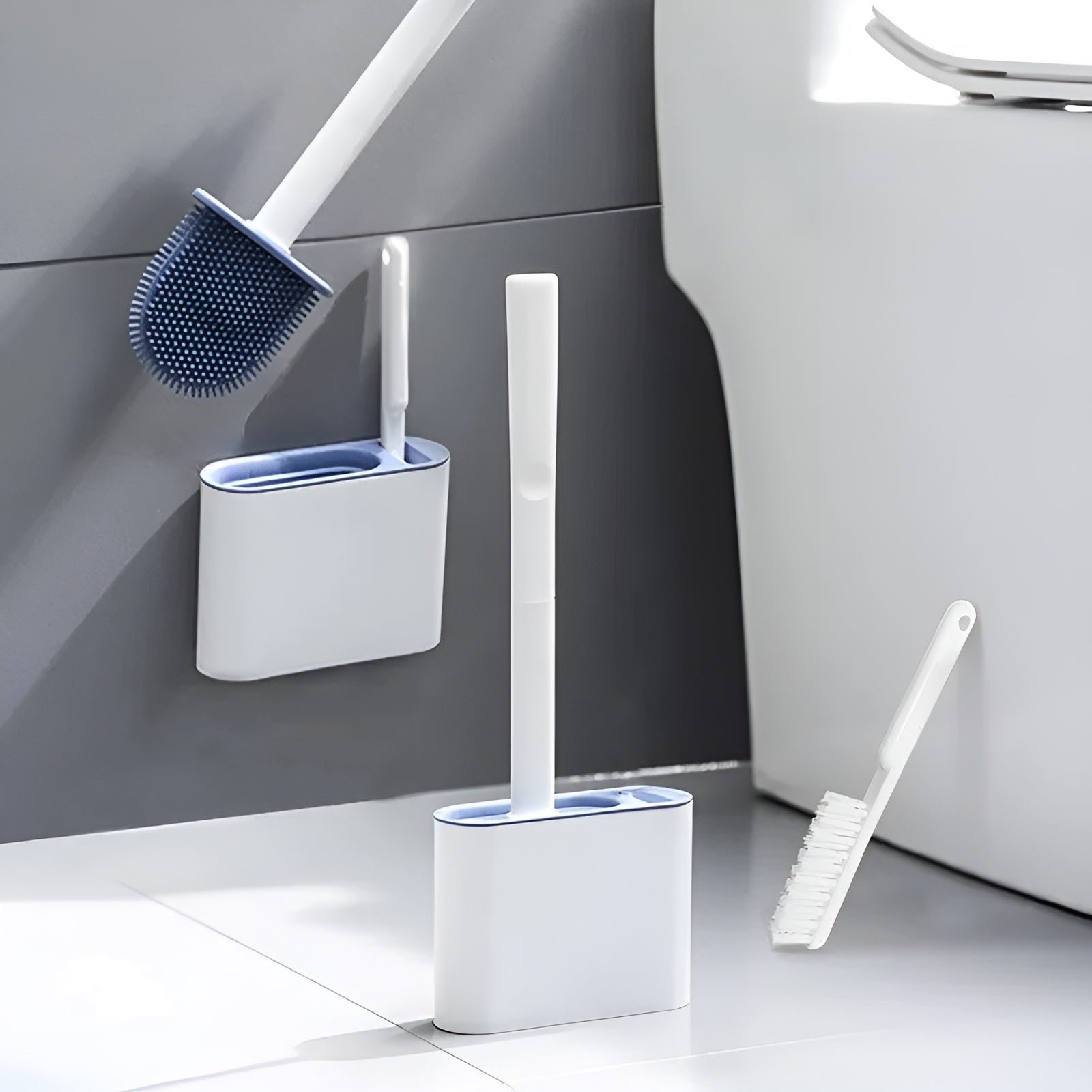 PerfectClean - Hygienisk Silikon Toalettborste med Väggmontering
