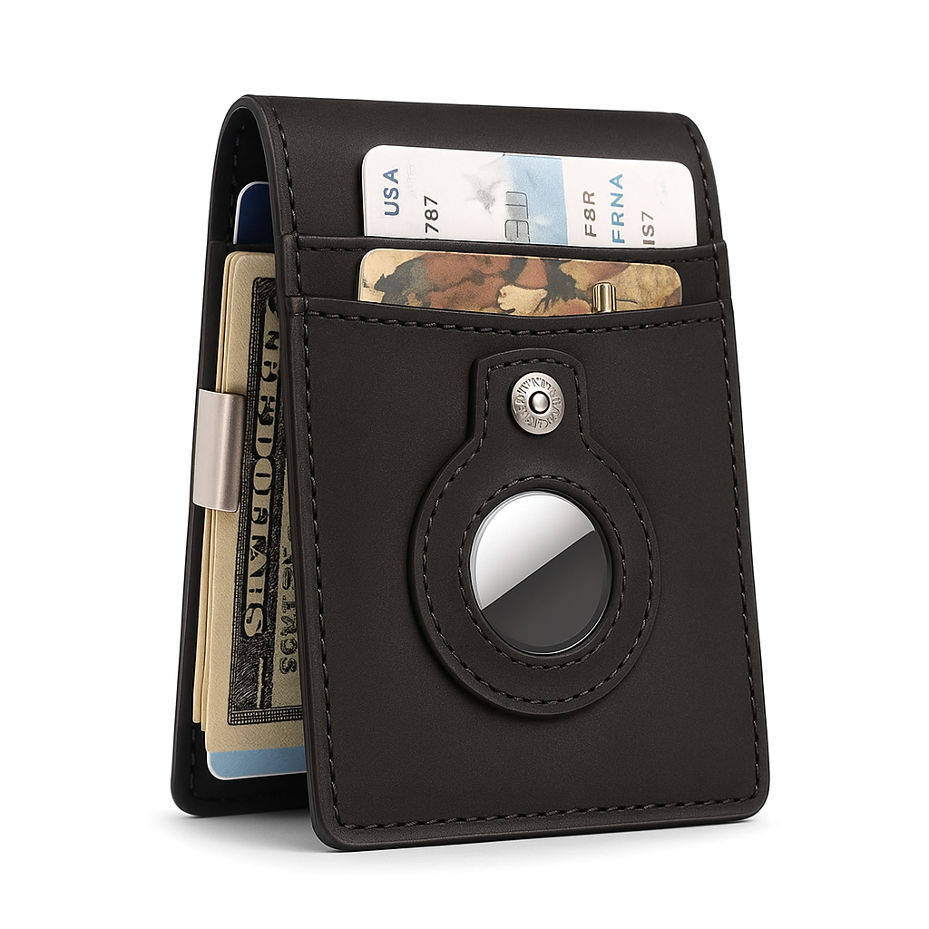 SleekWallet - Slim Läderplånbok med RFID-skydd och AirTag-fack, Elegant Design