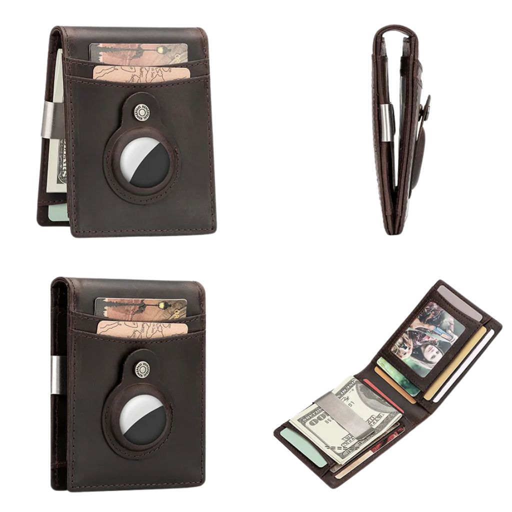 SleekWallet - Slim Läderplånbok med RFID-skydd och AirTag-fack, Elegant Design