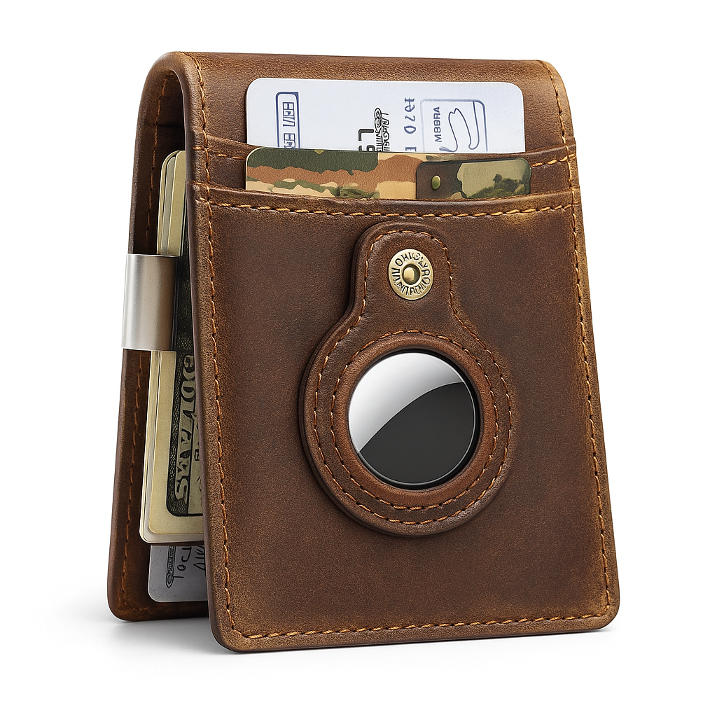 SleekWallet - Slim Läderplånbok med RFID-skydd och AirTag-fack, Elegant Design