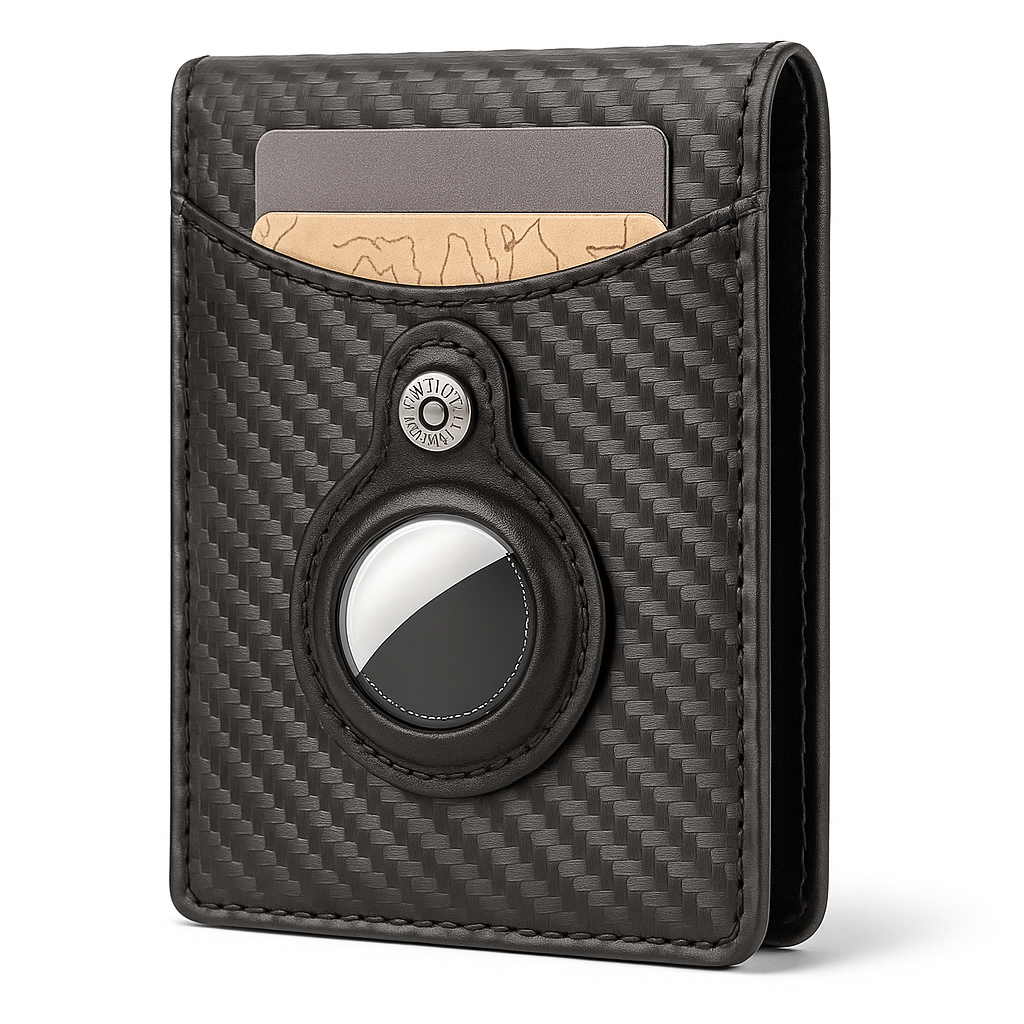 SleekWallet - Slim Läderplånbok med RFID-skydd och AirTag-fack, Elegant Design