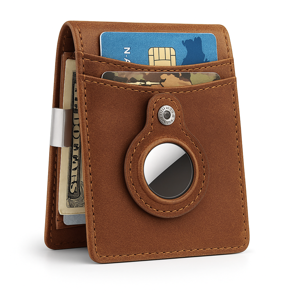 SleekWallet - Slim Läderplånbok med RFID-skydd och AirTag-fack, Elegant Design